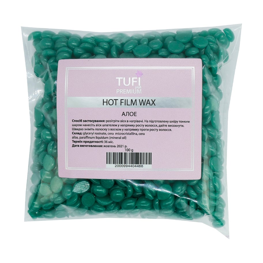 Гарячий полімерний віск у гранулах Tufi Profi Premium Hot Film Wax Алоэ, 100 г