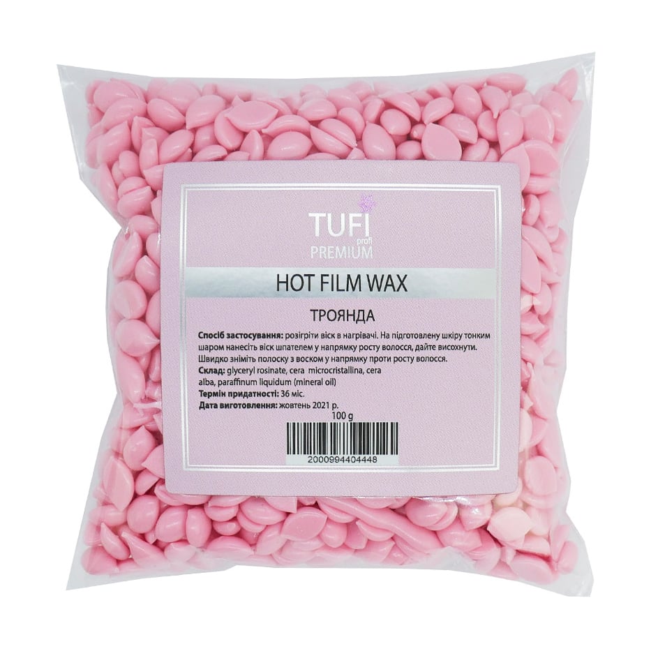 Гарячий полімерний віск у гранулах Tufi Profi Premium Hot Film Wax Троянда, 100 г